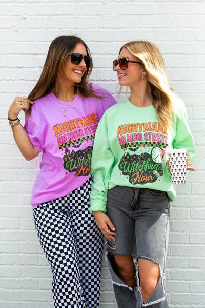 'Nightmare On Mom Street' Neon Crewneck Sweatshirt - United Monograms