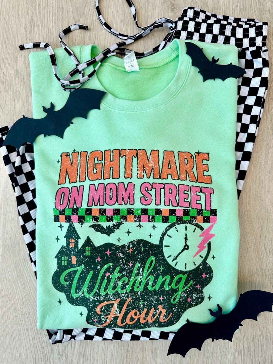 'Nightmare On Mom Street' Neon Crewneck Sweatshirt - United Monograms