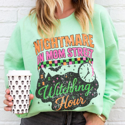 'Nightmare On Mom Street' Neon Crewneck Sweatshirt - United Monograms