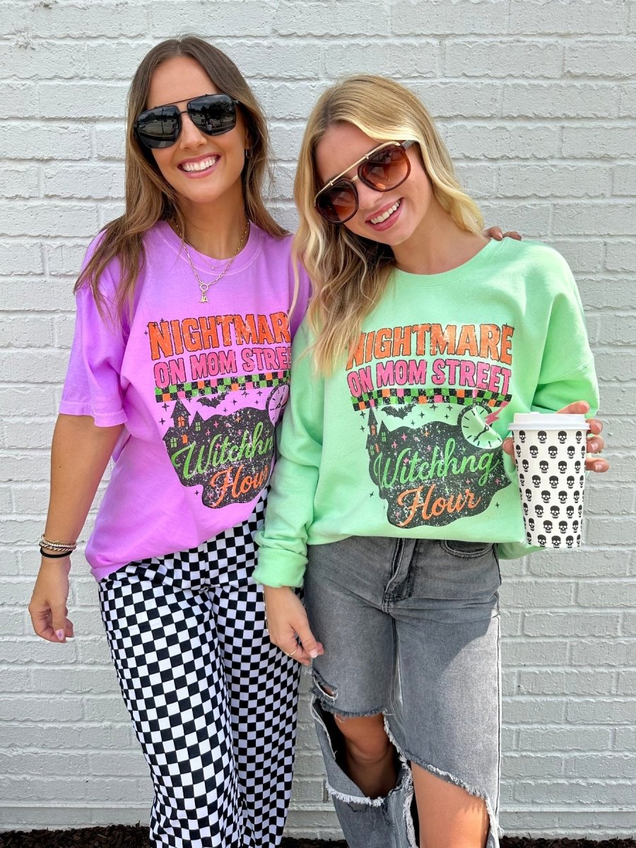 'Nightmare On Mom Street' Neon Crewneck Sweatshirt - United Monograms