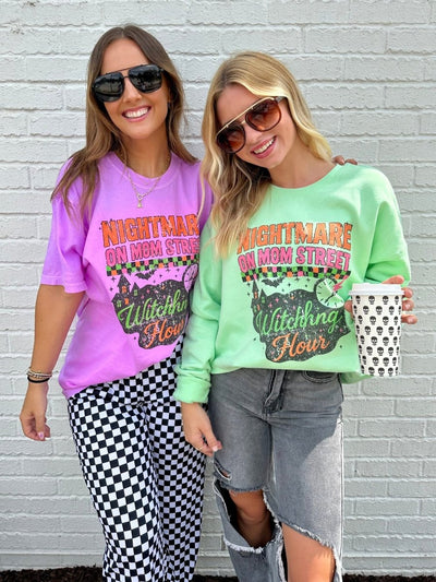 'Nightmare On Mom Street' Neon Crewneck Sweatshirt - United Monograms