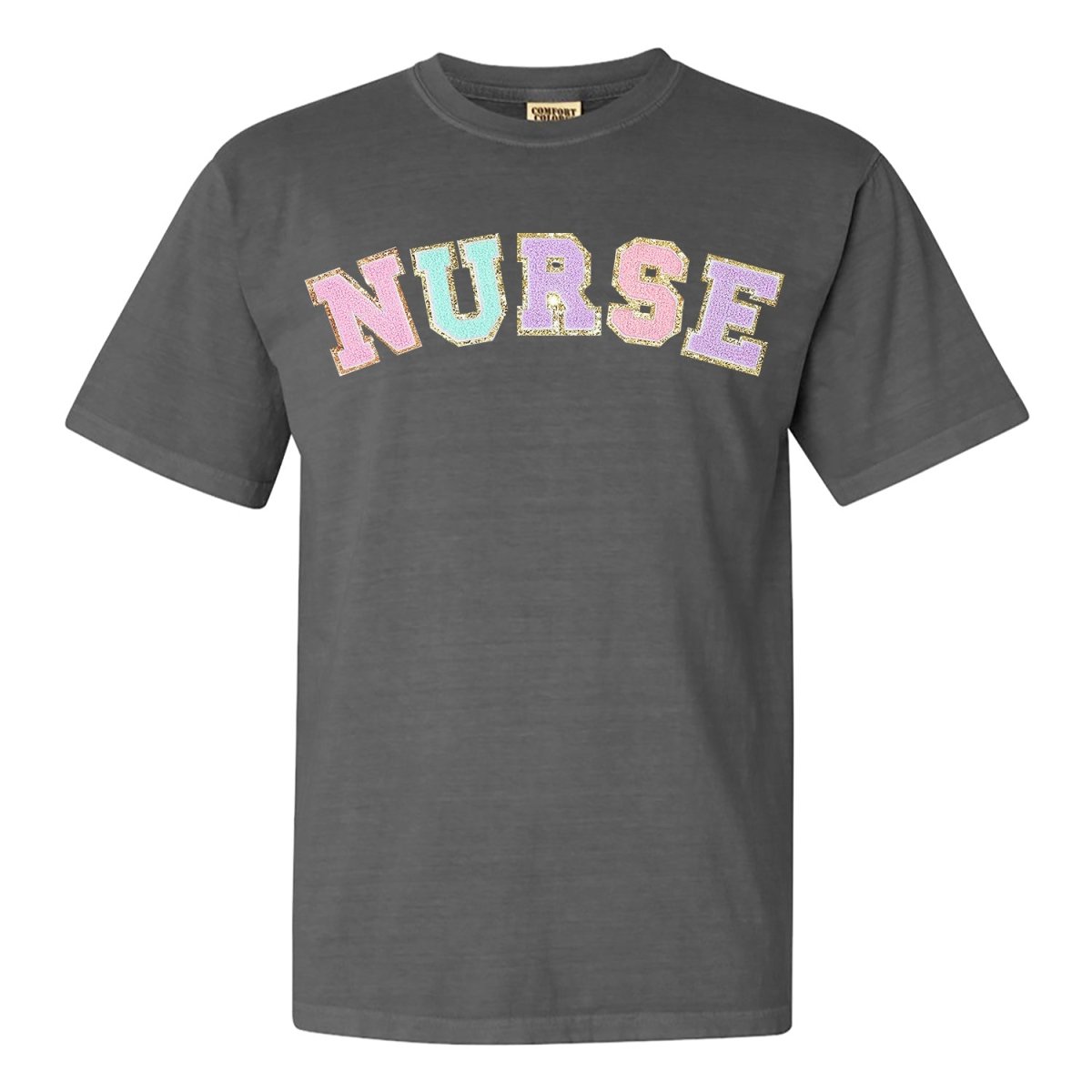 Nurse Colorful Letter Patch Comfort Colors T-Shirt - United Monograms