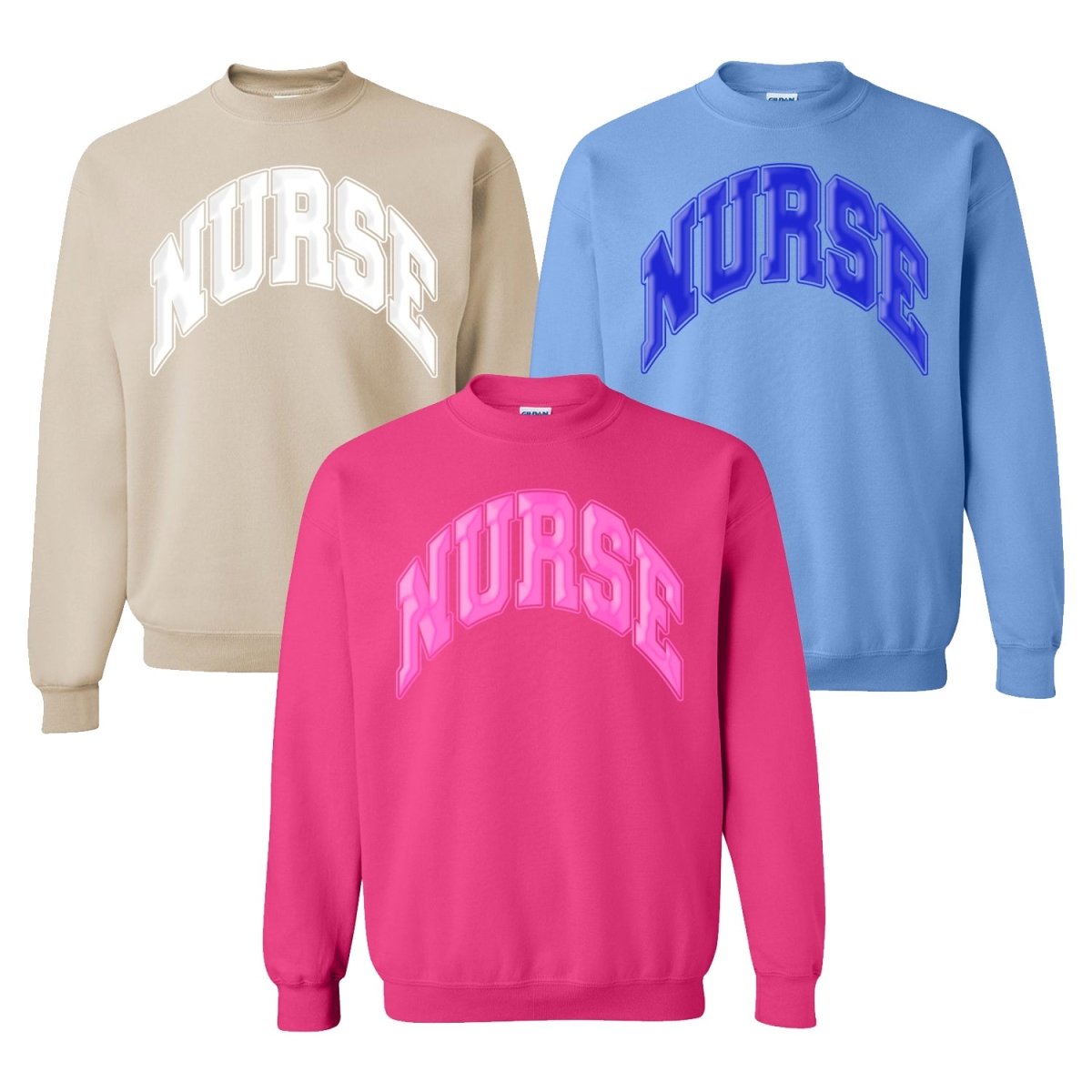 'Nurse' PUFF Crewneck Sweatshirt - United Monograms