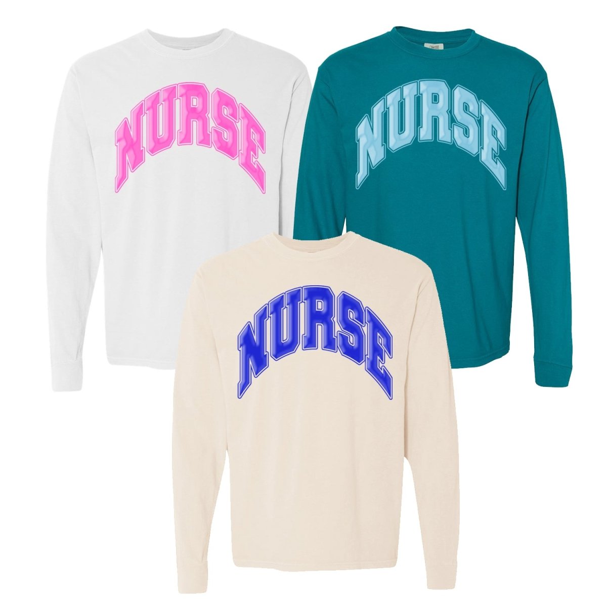 'Nurse' PUFF Long Sleeve T - Shirt - United Monograms