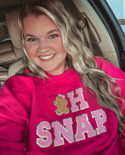 'Oh Snap' Letter Patch Crewneck Sweatshirt - United Monograms