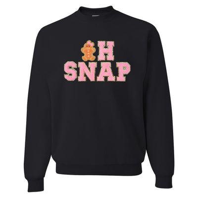 'Oh Snap' Letter Patch Crewneck Sweatshirt - United Monograms