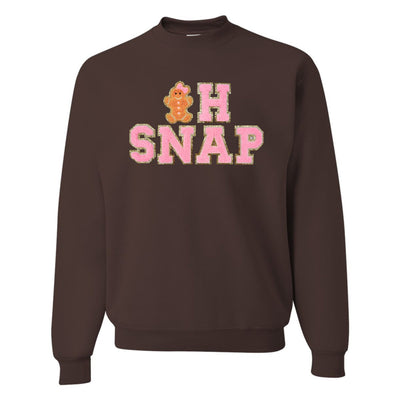 'Oh Snap' Letter Patch Crewneck Sweatshirt - United Monograms
