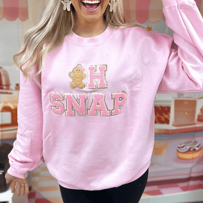 'Oh Snap' Letter Patch Crewneck Sweatshirt - United Monograms