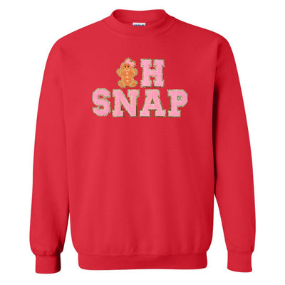 'Oh Snap' Letter Patch Crewneck Sweatshirt - United Monograms