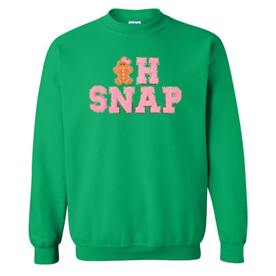 'Oh Snap' Letter Patch Crewneck Sweatshirt - United Monograms