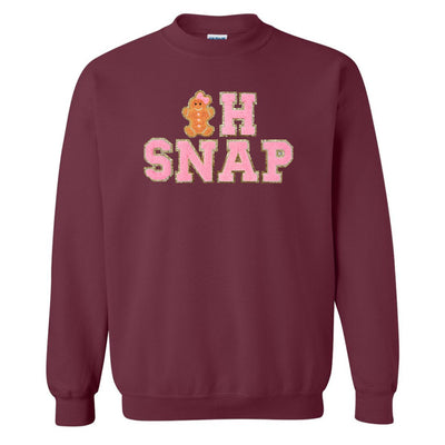 'Oh Snap' Letter Patch Crewneck Sweatshirt - United Monograms