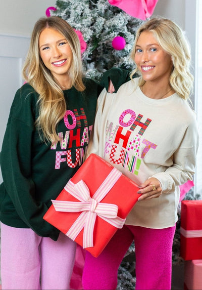 'Oh What Fun!' Colorful Christmas Crewneck - United Monograms