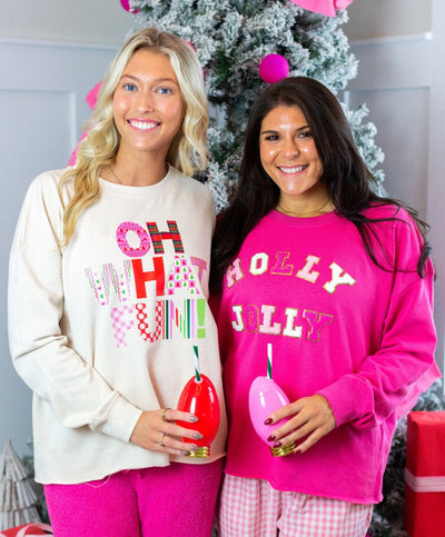'Oh What Fun!' Colorful Christmas Raw Edge Crew - United Monograms