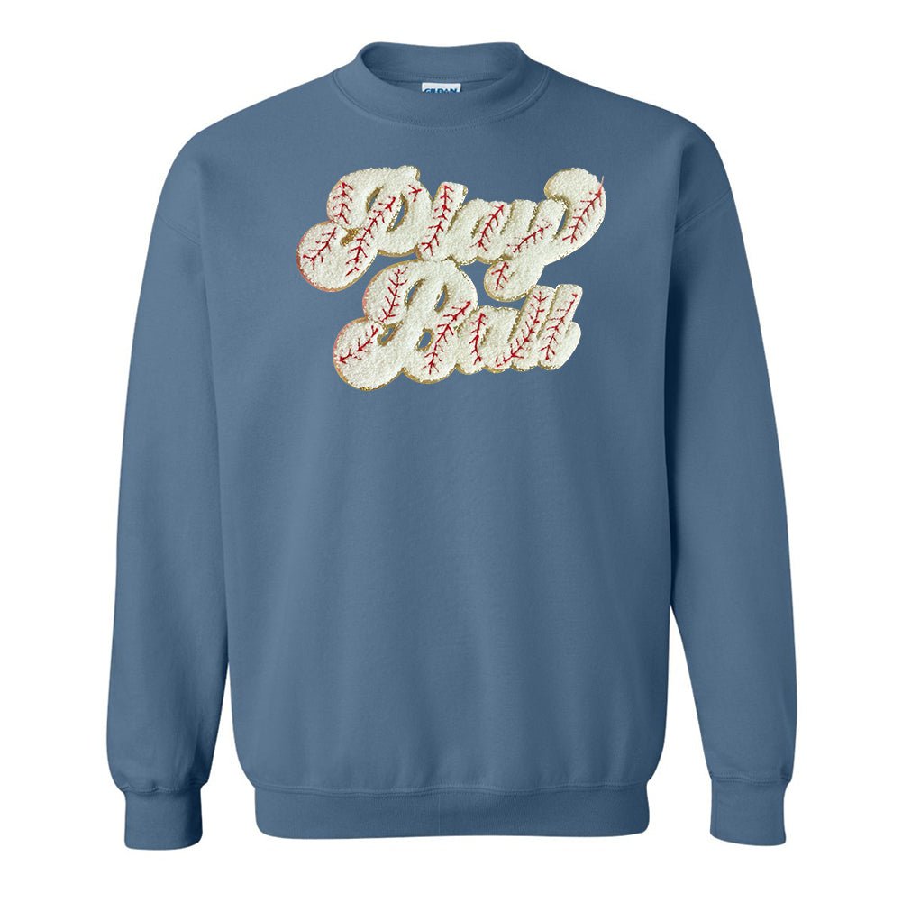 Play Ball Letter Patch Crewneck Sweatshirt - United Monograms