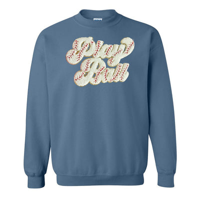 Play Ball Letter Patch Crewneck Sweatshirt - United Monograms