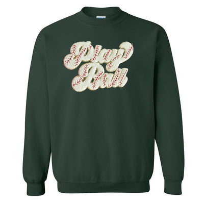 Play Ball Letter Patch Crewneck Sweatshirt - United Monograms