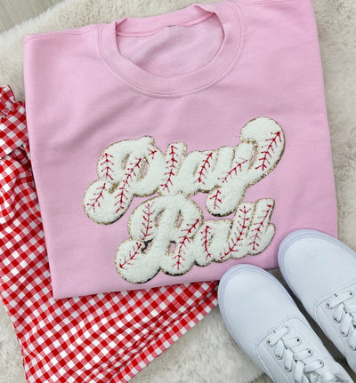 Play Ball Letter Patch Crewneck Sweatshirt - United Monograms