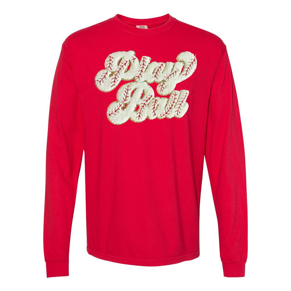 Play Ball Letter Patch Long Sleeve T-Shirt - United Monograms