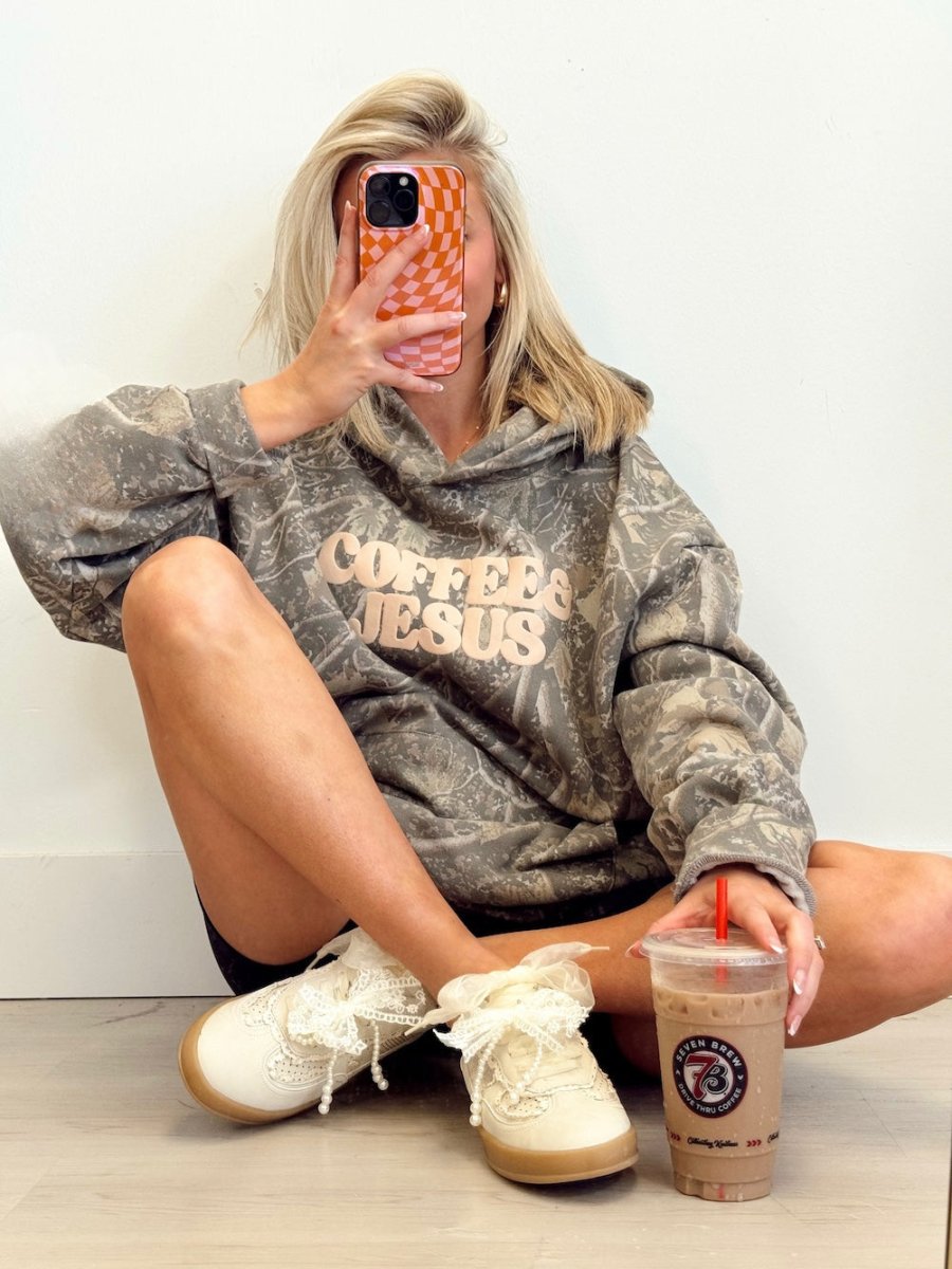 PUFF 'Coffee & Jesus' Camo Hideaway Hoodie - United Monograms