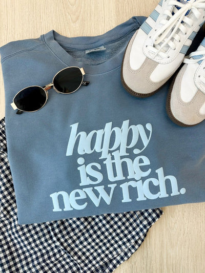 PUFF 'Happy Is The New Rich' Lightweight Sweatshirt - United Monograms
