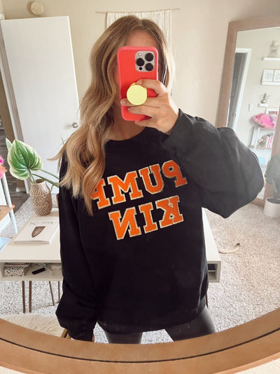 Pumpkin Letter Patch Crewneck Sweatshirt - United Monograms