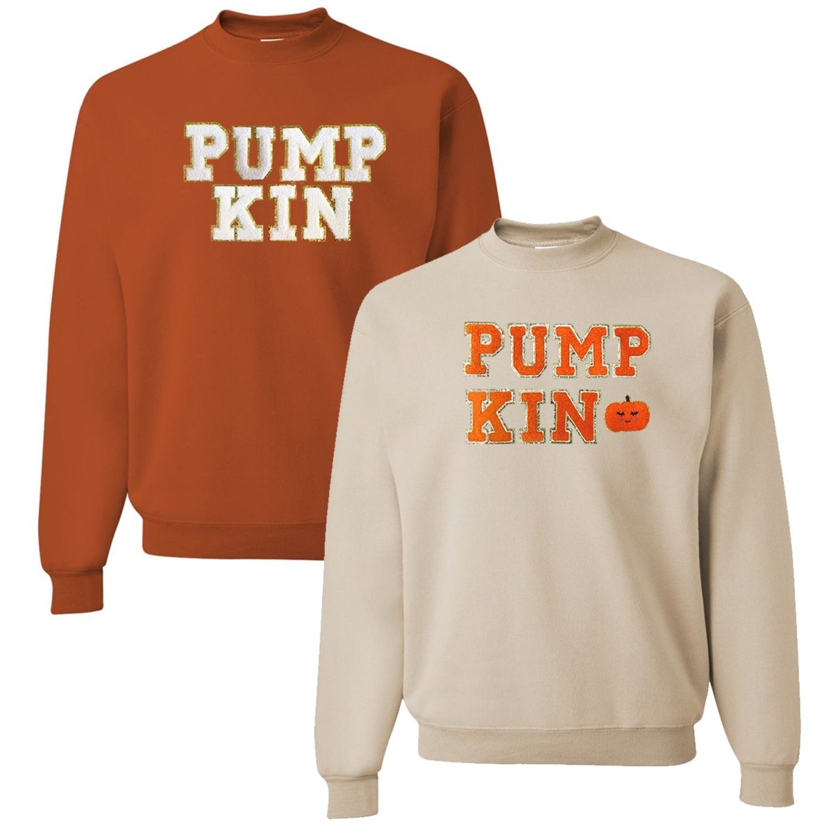 Pumpkin Letter Patch Crewneck Sweatshirt - United Monograms