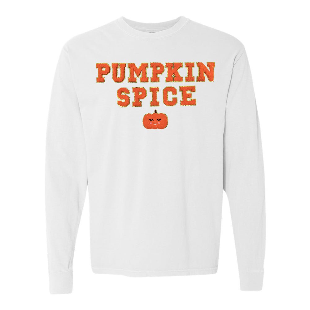 Pumpkin Spice Letter Patch Comfort Colors Long Sleeve T-Shirt - United Monograms