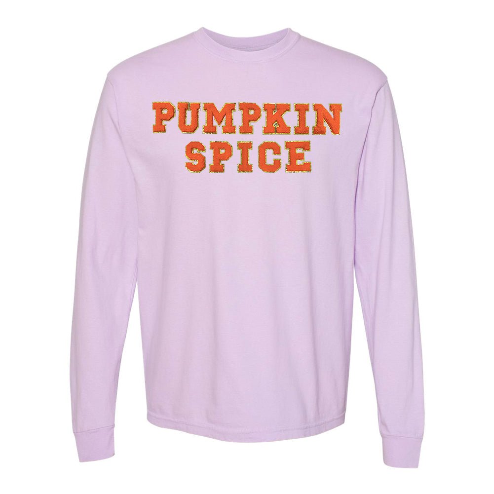 Pumpkin Spice Letter Patch Comfort Colors Long Sleeve T-Shirt - United Monograms