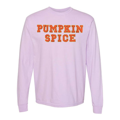 Pumpkin Spice Letter Patch Comfort Colors Long Sleeve T-Shirt - United Monograms