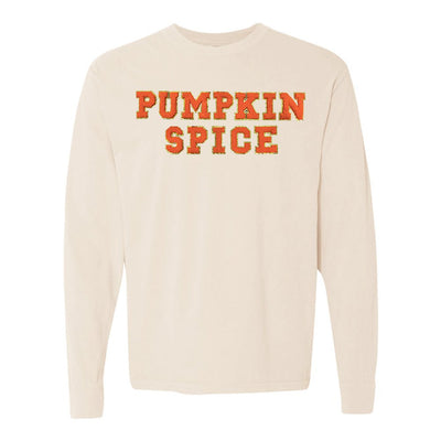 Pumpkin Spice Letter Patch Comfort Colors Long Sleeve T-Shirt - United Monograms