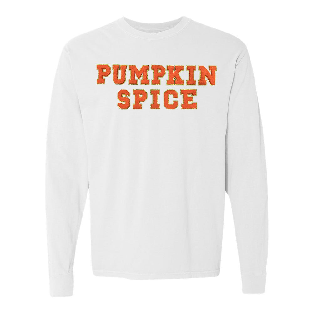 Pumpkin Spice Letter Patch Comfort Colors Long Sleeve T-Shirt - United Monograms