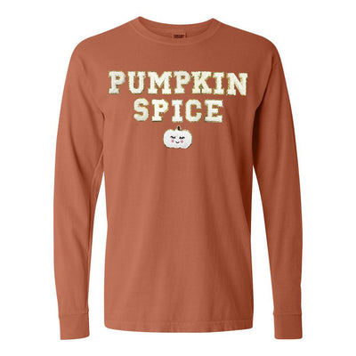 Pumpkin Spice Letter Patch Comfort Colors Long Sleeve T-Shirt - United Monograms