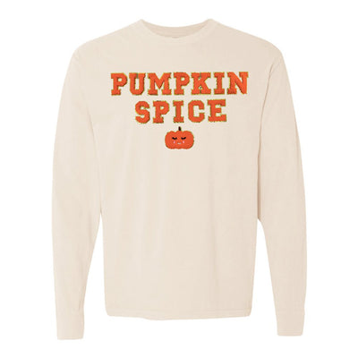 Pumpkin Spice Letter Patch Comfort Colors Long Sleeve T-Shirt - United Monograms