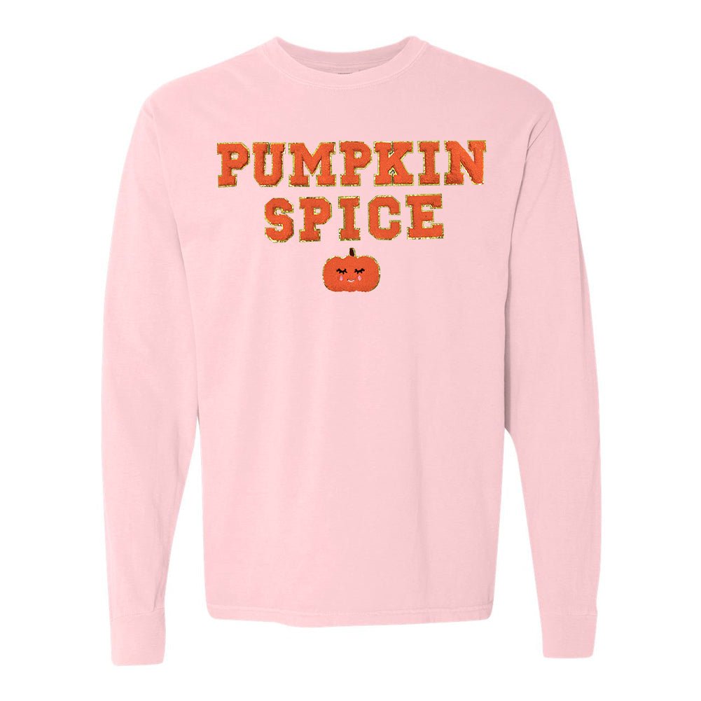 Pumpkin Spice Letter Patch Comfort Colors Long Sleeve T-Shirt - United Monograms