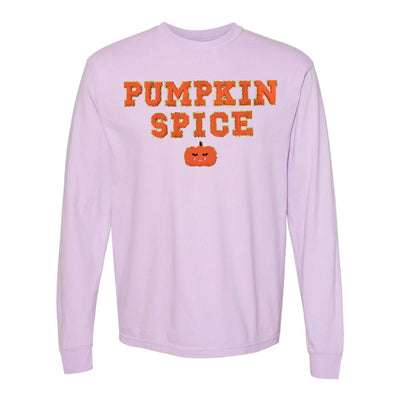 Pumpkin Spice Letter Patch Comfort Colors Long Sleeve T-Shirt - United Monograms