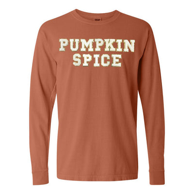 Pumpkin Spice Letter Patch Comfort Colors Long Sleeve T-Shirt - United Monograms