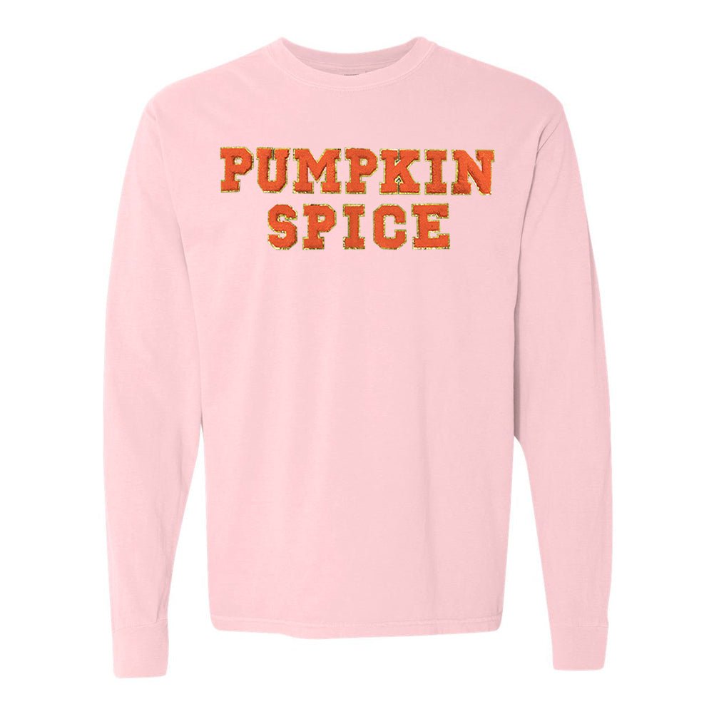 Pumpkin Spice Letter Patch Comfort Colors Long Sleeve T-Shirt - United Monograms