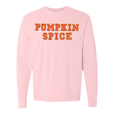 Pumpkin Spice Letter Patch Comfort Colors Long Sleeve T-Shirt - United Monograms