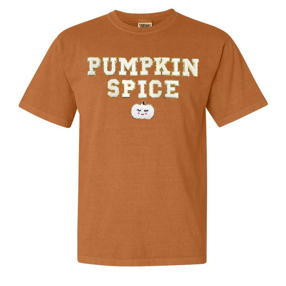 Pumpkin Spice Letter Patch Comfort Colors T - Shirt - United Monograms