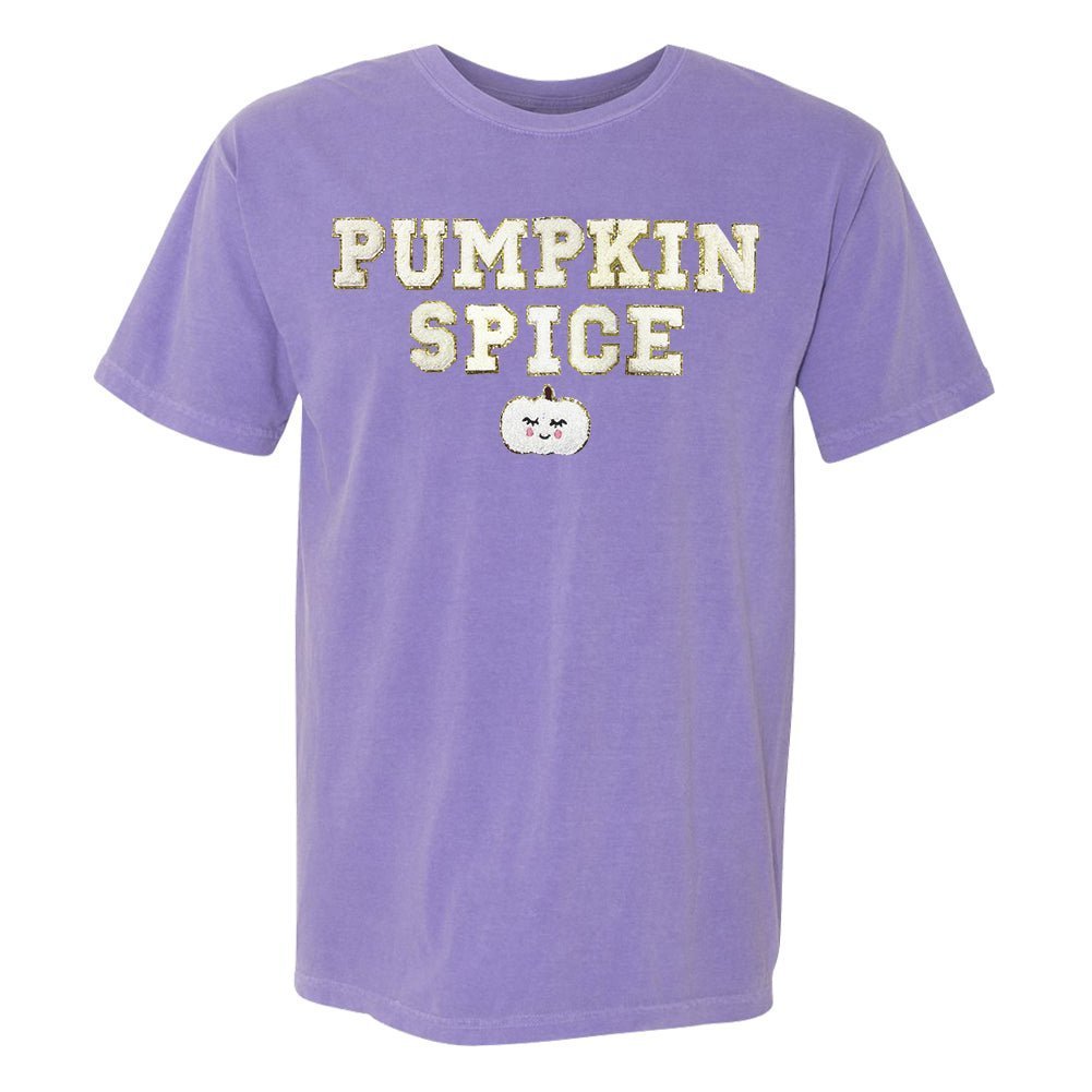 Pumpkin Spice Letter Patch Comfort Colors T - Shirt - United Monograms