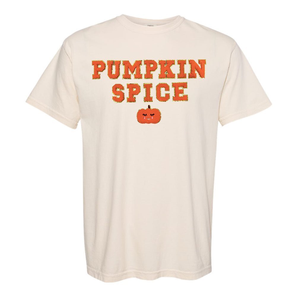 Pumpkin Spice Letter Patch Comfort Colors T - Shirt - United Monograms