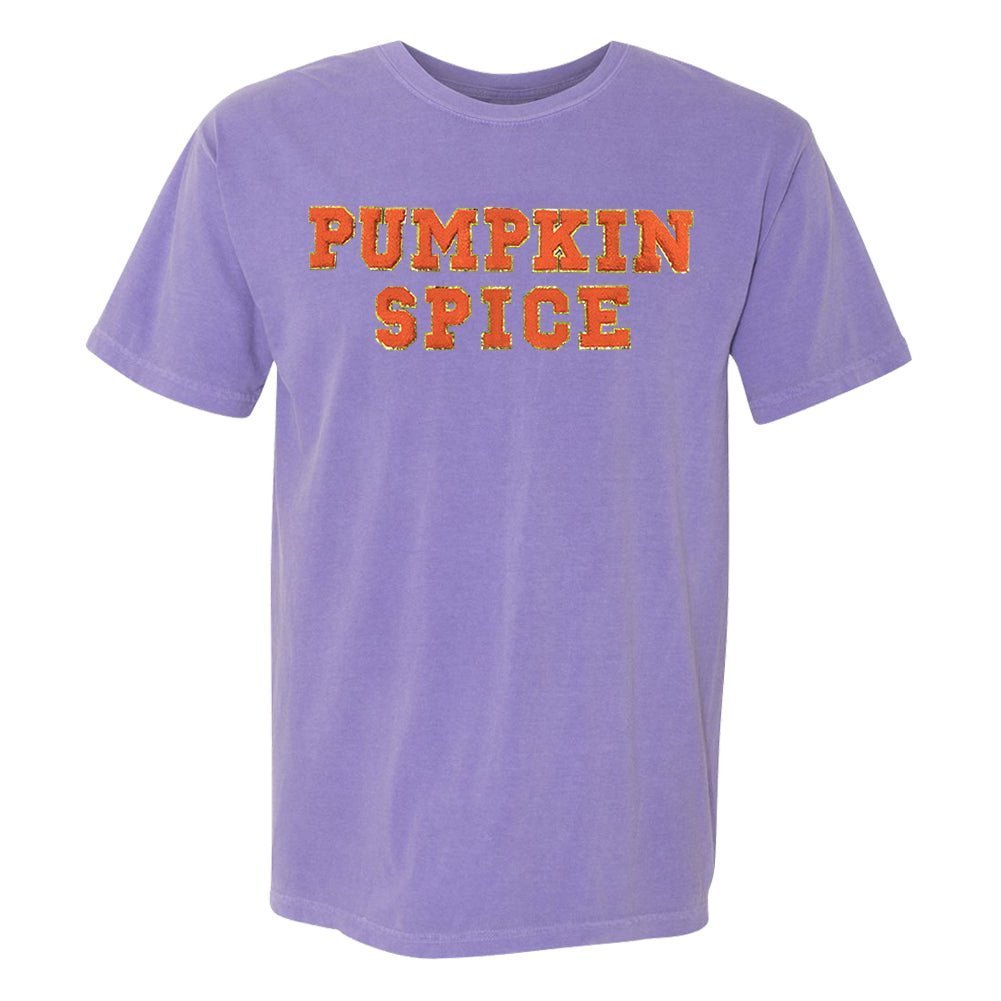 Pumpkin Spice Letter Patch Comfort Colors T - Shirt - United Monograms