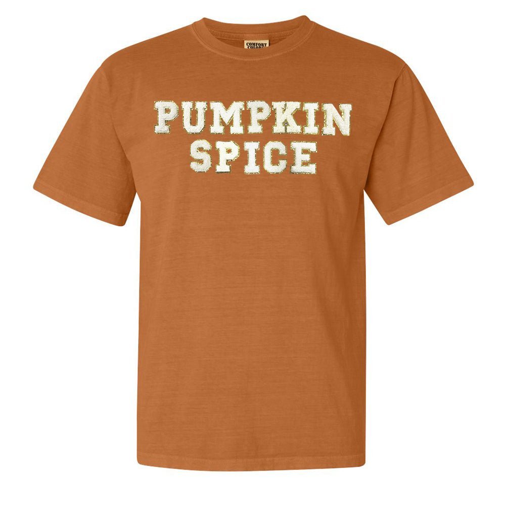 Pumpkin Spice Letter Patch Comfort Colors T - Shirt - United Monograms