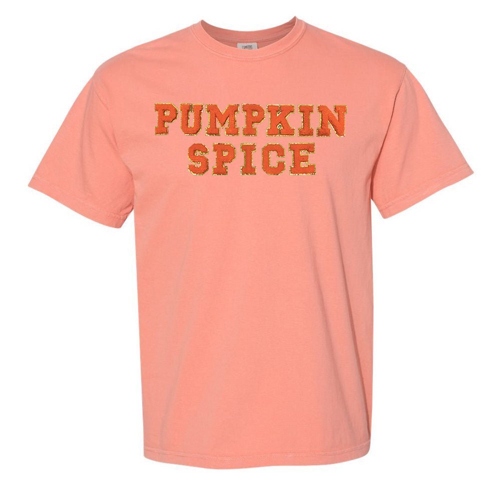 Pumpkin Spice Letter Patch Comfort Colors T - Shirt - United Monograms