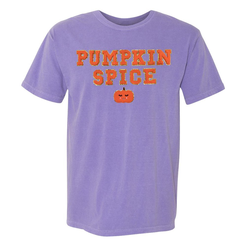 Pumpkin Spice Letter Patch Comfort Colors T - Shirt - United Monograms