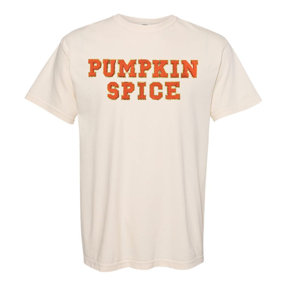 Pumpkin Spice Letter Patch Comfort Colors T - Shirt - United Monograms