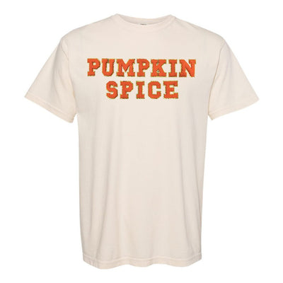 Pumpkin Spice Letter Patch Comfort Colors T - Shirt - United Monograms