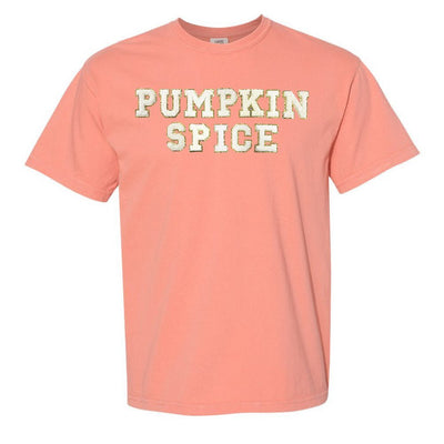 Pumpkin Spice Letter Patch Comfort Colors T - Shirt - United Monograms