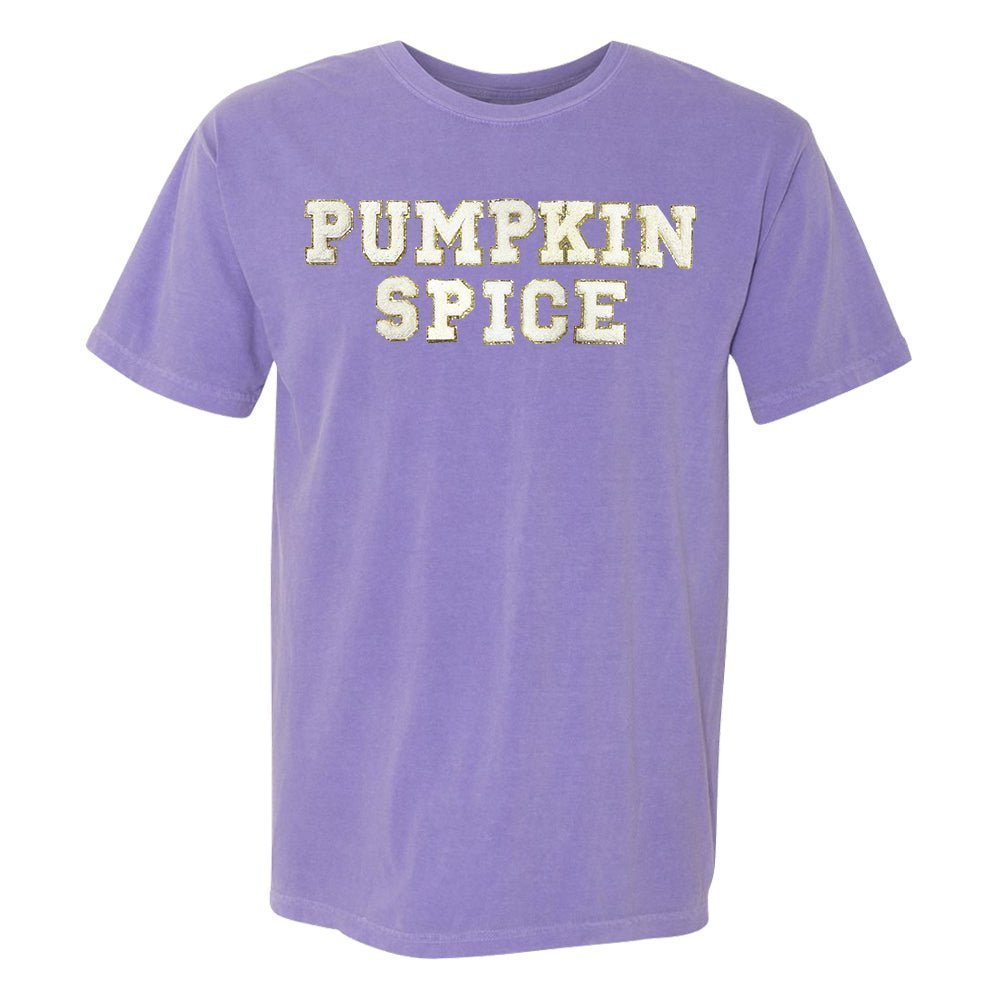 Pumpkin Spice Letter Patch Comfort Colors T - Shirt - United Monograms