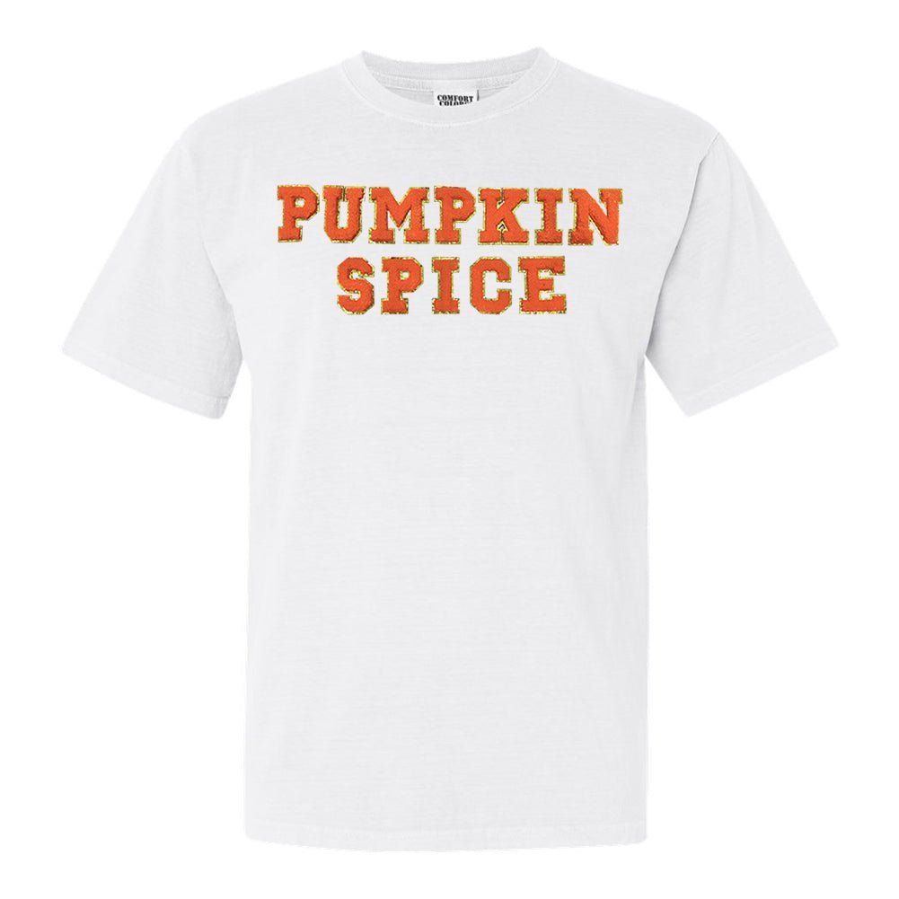 Pumpkin Spice Letter Patch Comfort Colors T - Shirt - United Monograms